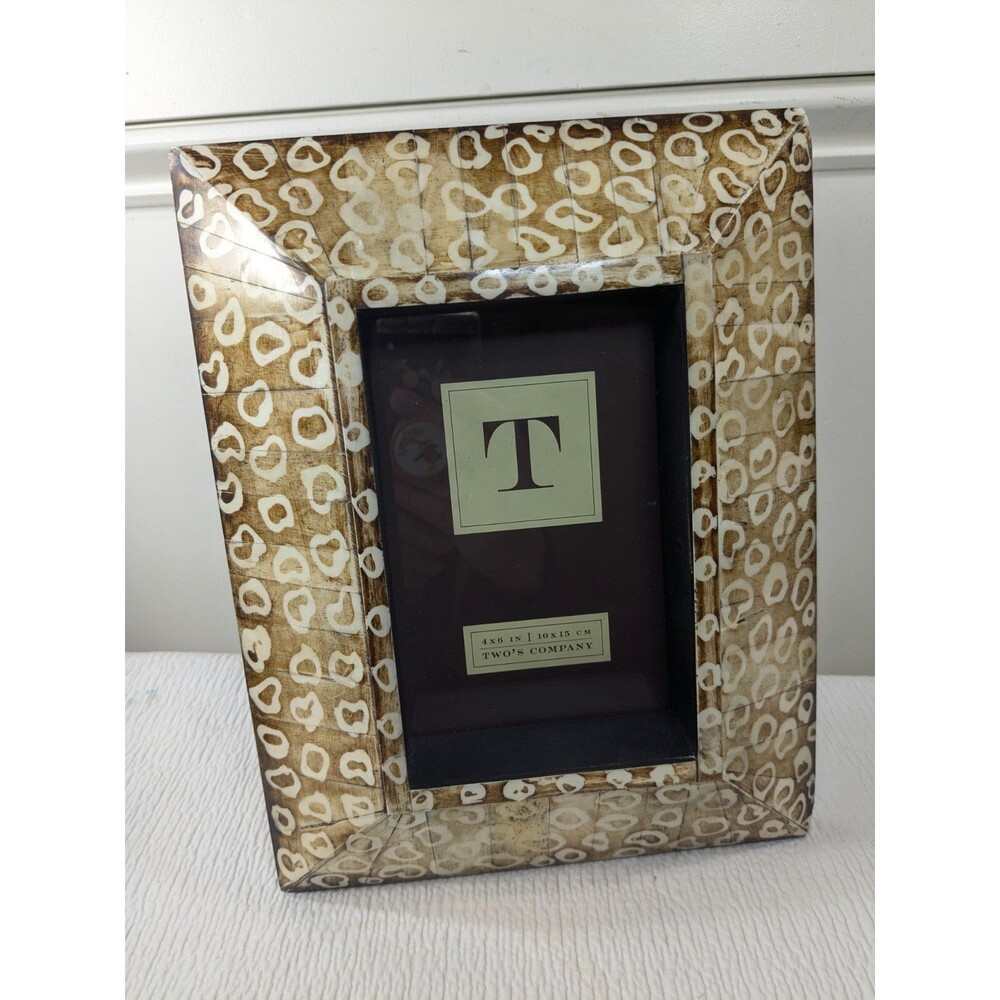 Two's Company photo frame 4x6" cheetah leopard giraffe spots animal print brown